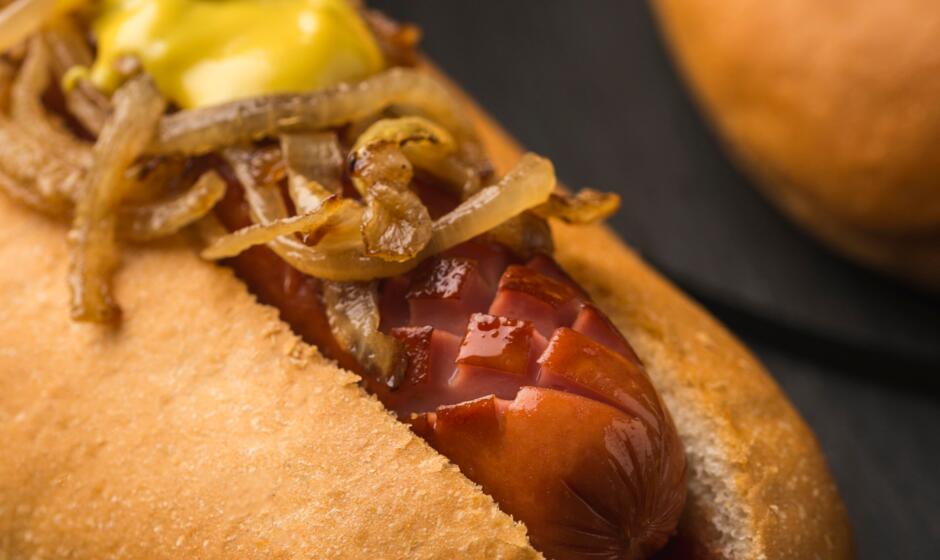 high angle delicious hot dog with onion 