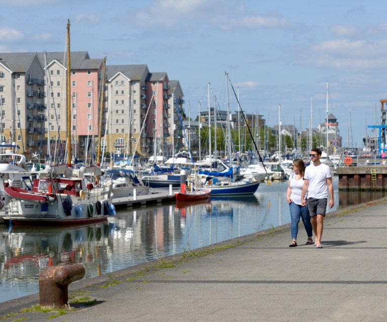 Walking at Portishead marina 