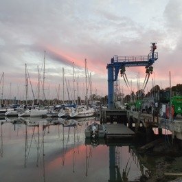 pink sky crane shot autumn 