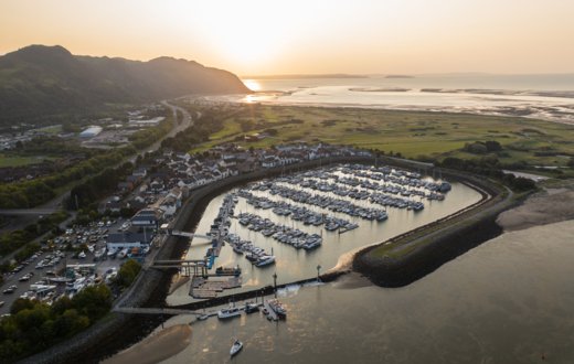 Conwy gate up sunset aerial 