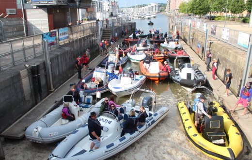 Ribs in lock at Portishead marina 