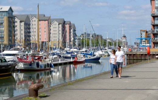 Walking at Portishead marina 