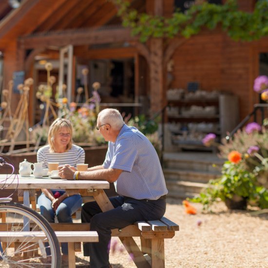 Couple and bike eating 