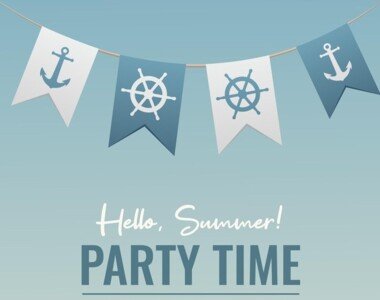 nautical sea style party vector illustration with text garland blue flags with anchor 372860 88 