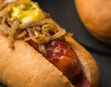 high angle delicious hot dog with onion 