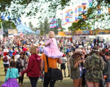 Happy Isle of Wight festival goers 